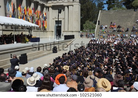 BERKELEY, CA - MAY 11:California Attorney General Kamala Harris addresses graduates of the University of California law school commencement exercises on May 11, 2012,  in Berkeley, California.