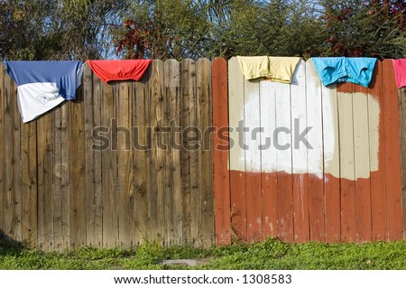 Clothes drying on a fence