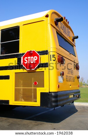 View of a typical school bus as used throughout the United States