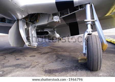 Landing gear assembly of the North American P-51 Mustang fighter of WW II fame
