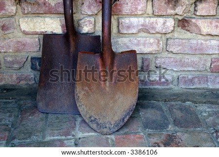 Rusted spade and shovel are still useful digging tools