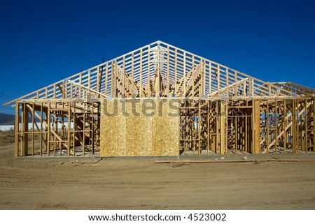 Typical wood frame construction in new housing development