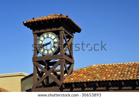 Clock Tower with timber truss support and red tile roof