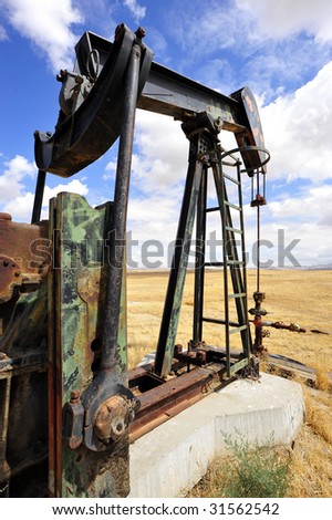 An abandoned oil well pumping unit in California symbolizes the diminishing oil reserves world wide