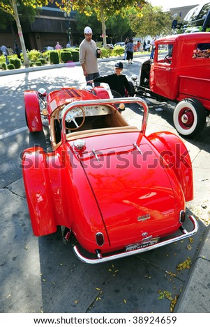 BAKERSFIELD, CA - OCT 10: A rare Kurtis sports car, one of 400+ custom vehicles on display in the downtown area for the Highway 99 Cruise \