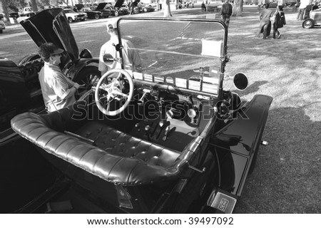 BAKERSFIELD, CA - OCT 24: The cockpit of the venerable Ford Model T at the \