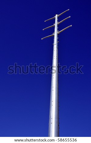 New steel high voltage electric transmission tower prior to cable installation