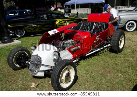 BAKERSFIELD, CA - SEPT 18: The Kern County Museum Auto Show features classic automobiles, such as this beautifully constructed hot rod, on display September 18, 2011, in Bakersfield, California.