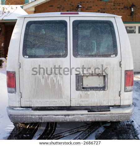 Very dirty work van in the winter