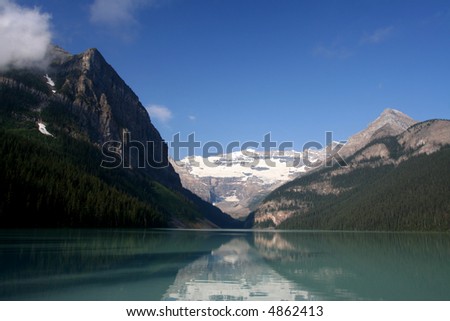 The mountain tops in the Canadian Rockies.  Very popular tourist destination for Asian and American tourists.