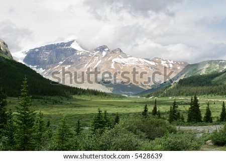 The mountain tops in the Canadian Rockies.  Very popular tourist destination for Asian and American tourists.