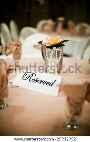A reserved table at a wedding