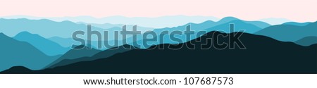 Panorama Vector Illustration Of Mountain Ridges (Based On The Smokey Mountains)