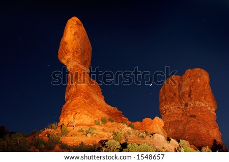 Balanced Rock at Night (painted by 2,000 candle spotlight).