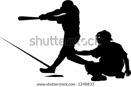 Baseball Player Silhouette Stock Vector Illustration 1248833 : Shutterstock