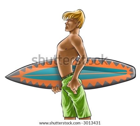 a boy with his surf board