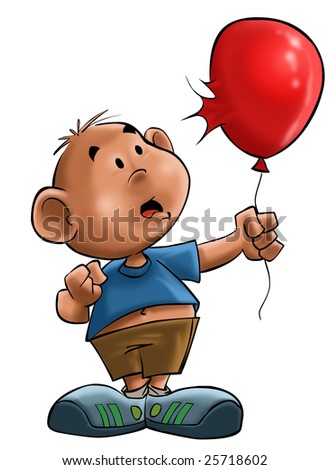 boy with a red balloon which get burst