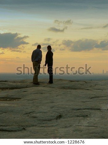 Just to Say Good Bye. Atlanta skyline at sunset. The Two Watching.