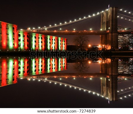 Brooklyn Bridge Christmas Lights in New York City