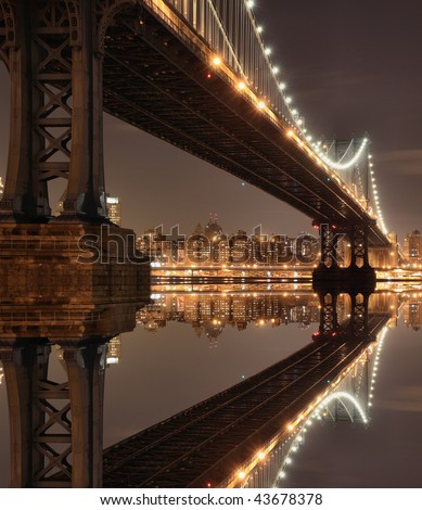 new york skyline night time. stock photo : New York City