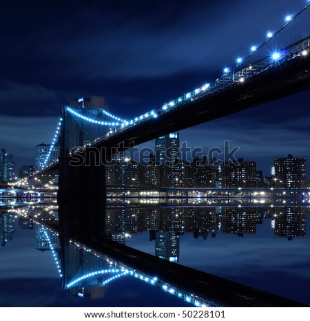 new york city skyline at night. stock photo : New York City