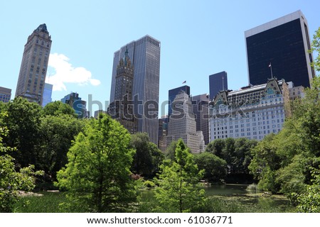 Summer Time in Central Park and Manhattan Skyline, New York City