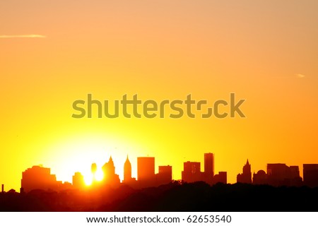 Sunset over lower Manhattan, New York City