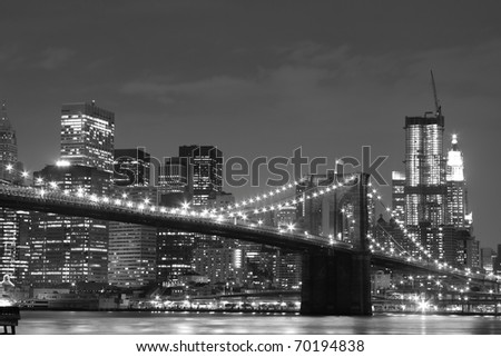 new york city skyline at night black and white. new york skyline at night black and white. stock photo : Brooklyn Bridge and Manhattan; stock photo : Brooklyn Bridge and Manhattan Skyline At Night,