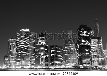 Lower Manhattan Skyline At Night, New York City