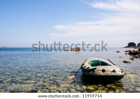 Lonely boat on a seaside.
