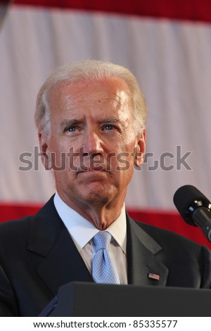 KANEOHE BAY, HI - 25 AUGUST - Vice President Joe Biden delivers a speech in front of Sailors and Marines at Marine Corps Base Hawaii following a trip through Asia. Kaneohe Bay, HI on 25 August 2011
