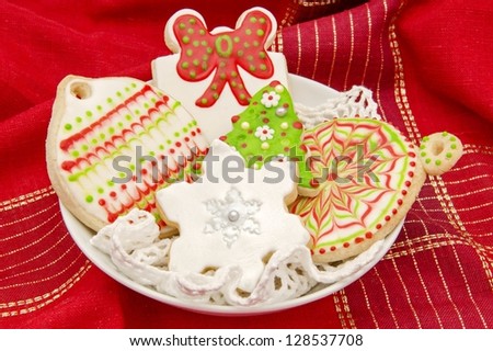 Cookies decorated with Christmas themes
