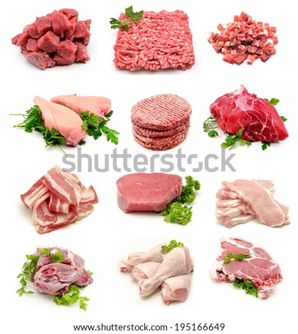 Collage of raw meats