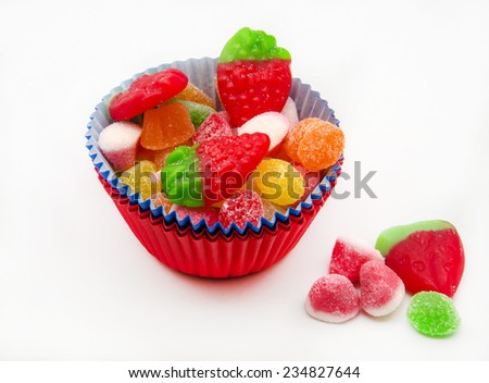 Assorted candy jelly beans in different flavors and colors