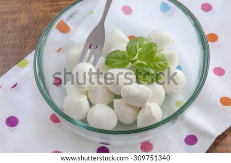 Mozzarella cheese balls served in a bowl