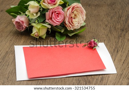 Greeting card with natural roses