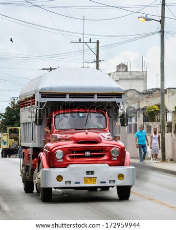 SANTA CLARA-JANUARY 7: Cuba, one of the last communist countries is changing. Its government now allows private transportation with old vehicles. As seen on January 7,2013 in Santa Clara, Cuba