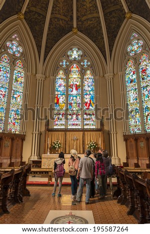 TORONTO,CANADA-MAY 18,2014:Inside St. James Cathedral.It is the home of the oldest congregation in the city. The parish was established in 1797. It  is a prime example of Gothic Revival architecture.