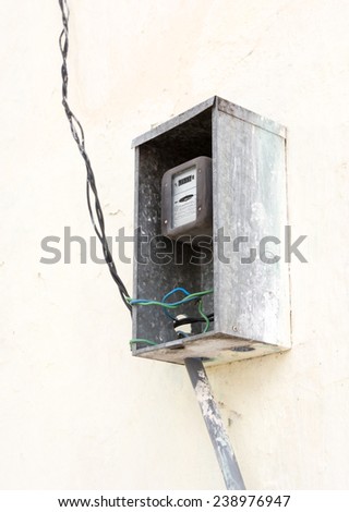 SANTA CLARA,CUBA-JULY 10,2014: Electric meter used in each Cuban home and business to measure electric consumption. The electric company has employees who go once a month to take a reading.