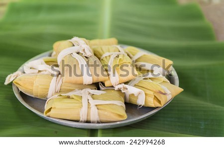 Cuban cuisine: traditional homemade tamal a popular Latin American dish which takes lot of hard work to prepare