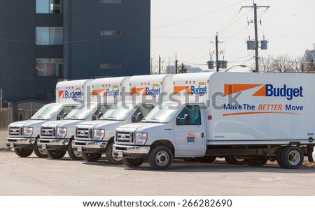 TORONTO,CANADA-APRIL 2,2015: Budget Truck Rental, LLC is the second largest truck rental company in the continental United States of America with around 2,800 businesses and 32,000 trucks