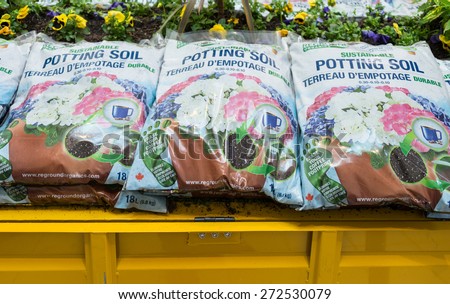 TORONTO,CANADA-APRIL 25,2015:Reground Organics is a new Canadian company using coffee ground in different horticultural products to minimize the environmental impact  of our coffee consumption