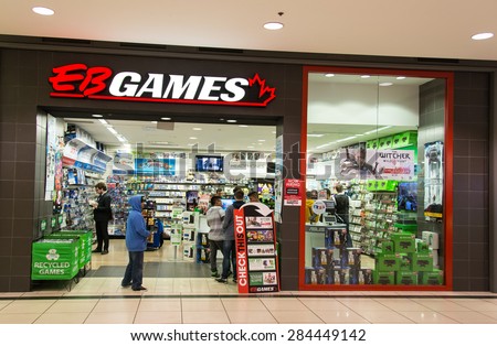 TORONTO,CANADA-MAY 17,2015: EB Games store in Eaton Centre. EB Games formerly known as Electronics Boutique and EB World is an American computer and video games retailer.