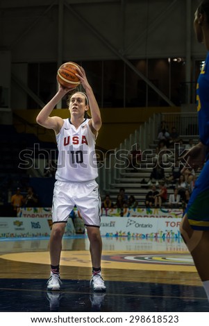TORONTO,CANADA-JULY 16, 2015: Toronto 2015 Pan Am or Pan American games, Brazil vs USA: Breanna Stewart leads the United States offensive with 26 points.CN 01953074