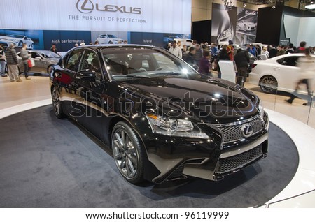 TORONTO-FEBRUARY 25: Exhibition of the .Lexus GS 350  during  the Canadian International Auto Show in  the Toronto Convention Centre on February 25, 2012. This time the show arrives to 38 years