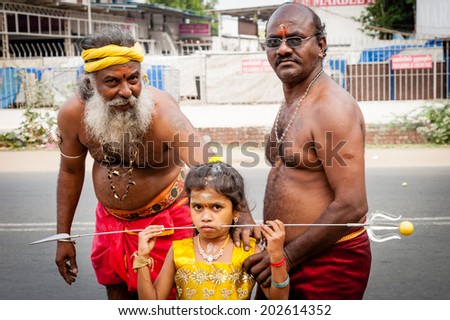 MADURAI INDIA JANUARY 17 Hindu devotee taking part in the Thaipusam festival on January 17 2014 in Madurai Hindu festival to worship God Muruga MADURAI INDIA JANUARY 17 Hindu devotee taking part in the Thaipusam festival on January 17 2014 in Madurai Hindu festival to worship God Muruga