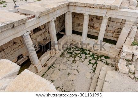Late Hellenistic fountain house at Sagalassos Turkey, built during the 1st century BC as a U-shaped portico.