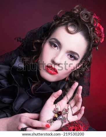 Spanish lady. Portrait of young woman in artistic image.