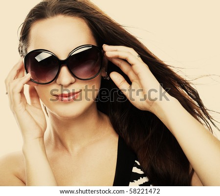 stock photo Young woman with big black glasses
