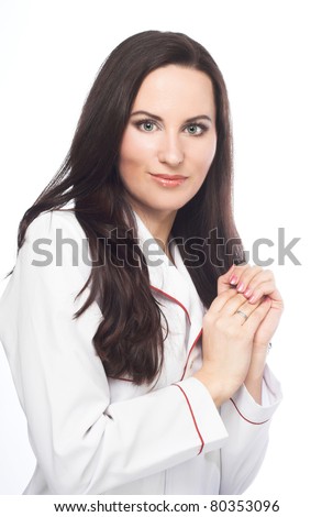 Doctor. Young woman in doctor\'s smock.